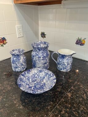 Ceramic Chintzware Floral Blue Set By Laura Ashley
